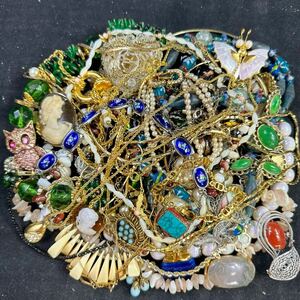  large amount accessory necklace pearl ring brooch silver / brand goods natural stone etc. junk Gold color . summarize set sale 1KG