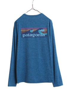 19年製 パタゴニア キャプリーン 両面 プリント 長袖 Tシャツ メンズ M 古着 PATAGONIA アウトドア ストレッチ 波タグ バックプリント 薄手