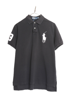 ビッグポニー ポロ ラルフローレン 鹿の子 半袖 ポロシャツ メンズ XL / 古着 半袖シャツ 大きいサイズ ナンバリング 黒 コットン ブラック