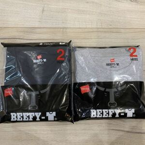 新品未使用 2P 2セット ヘインズ ビーフィー Tシャツ BEEFY-T Mサイズ ブラック グレー 2枚組 ヘビーウェイト H5180-2 送料無料 hanes 黒 