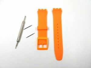 swatch用 シリコンラバーストラップ 交換用腕時計ベルト 19mm オレンジ