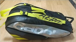 BabolaT バボラ PURE AERO VS ピュア アエロ ブイエス ラケットバック ブラック/イエロー 9本収納 ラケットバッグ シューズケース付