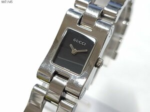 * работа товар * GUCCI Gucci 2305L кварц 2 стрелки серебряный черный циферблат женские наручные часы батарейка заменена 9071M5-18