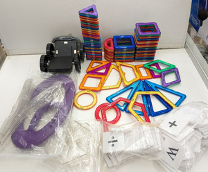 中古 マグネットブロック 磁気おもちゃ 磁石 子供 知育玩具 立体パズル ゲーム 積み木