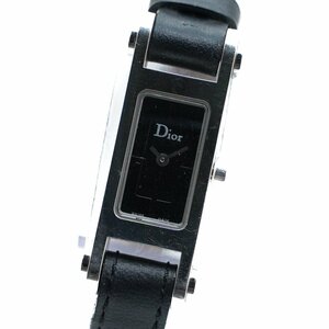 1円 稼働 良品 Christian Dior クリスチャン ディオール D104-100 レディースウォッチ QZ クオーツ 黒文字盤 SS 腕時計 0419320240604