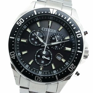 1円 稼働 良品 CITIZEN シチズン Eco-Drive エコドライブ H500-S064538 ソーラー QZ クオーツ クロノグラフ 黒文字盤 腕時計 0420420240604