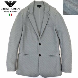 美品 イタリア製 GIORGIO ARMANI ジョルジオ アルマーニ ストレッチコットン アンコンジャケット グレー 48 JP:L ブレザー ジャカード-