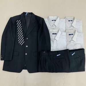 U770/S1214(中古)千葉県 市立銚子高校 男子制服8点 /大きめ/ブレザー:L/シャツ:LL/夏冬ズボン:W85/ネクタイ/グレー/補修,加工あり/卒業生品