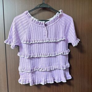 フリルリブニット 紫 パープル ラベンダー 半袖 ナイスクラップ マジェスティックレゴン jouetie Chico ヘザー