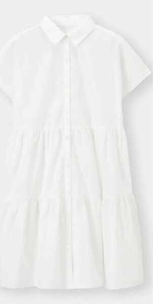 ブラウス シャツ オフホワイト 半袖 白 ワンピース トップスGU ジーユー Mサイズ 夏ワンピース ミニワンピース カジュアル