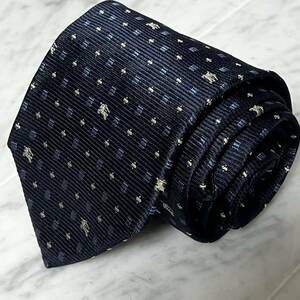 [ прекрасный товар ] 699 иен ~ BURBERRY галстук темно-синий мелкий рисунок рисунок шланг Logo общий рисунок (B6)