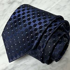 699 jpy ~ Calvin Klein necktie navy Damier pattern dot (B6)