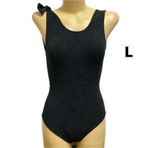 C946アクリル系水玉柄ファッション水着レオタード♪室内プールやダイエット♪フィットネスも♪サイズL