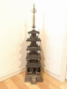 五重塔 置物 銅製 高さ約８０cm 昭和 レトロ アンティーク 高岡銅器 JAPANESE ANTIQUE FIGURINE 
