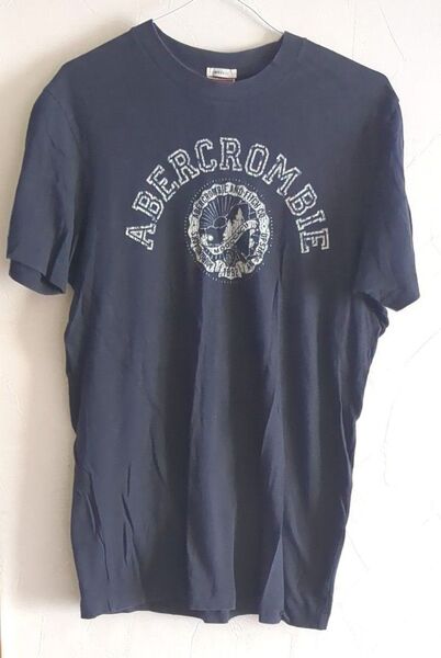 アバクロンビー&フィッチTシャツ 古着 プリントTシャツ ネイビー 半袖Tシャツ