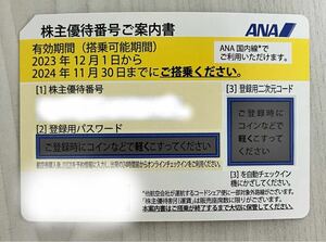 【番号通知のみ】ANA（全日空）株主優待券 有効期限2024年11月30日