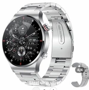 [1 jpy ] smart watch silver stainless steel Bluetooth ECG PPG men's business calorie health control waterproof heart . blood pressure sleeping 