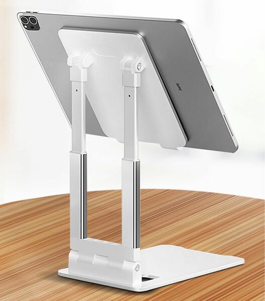 タブレットスタンド iPadスタンド 高さ角度調整可能 折りたたみ式 テレワーク ホワイト