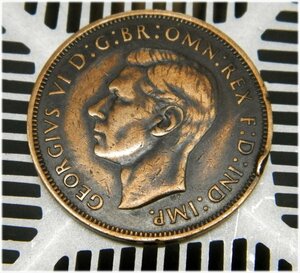 希少コイン◆ジョージヴィス 6 世イングランド硬貨1944 年 1 ペニーブロンズ◆コレクション処分【QQ24060501】