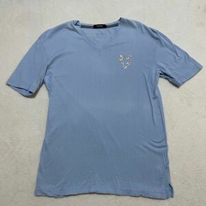 BURBERRYBLACK LABEL Burberry Black Label short sleeves T-shirt Heart L size blue rare design 