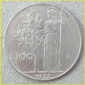 【イタリア 100リラ 硬貨/1957年】 100リレ/100LIRE/旧硬貨/伊/古銭/コイン