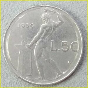 【イタリア 50リラ 硬貨/1956年】 L.50/リレ/旧硬貨/伊/古銭