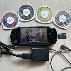 動作品 PSP2000本体充電アダプターバッテリーパックメモリースティックソフト付 ブラック黒 プレイステーションポータブル