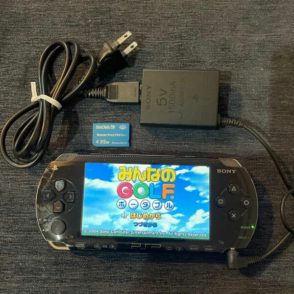 動作品PSP1000本体充電アダプターバッテリーパックメモリースティックソフト付ブラック黒 プレイステーションポータブル