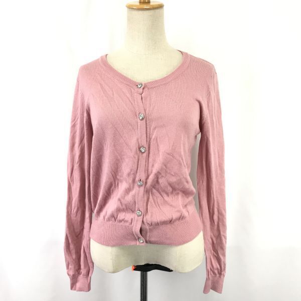 アベックトワ/avec toi★長袖ニットカーディガン【38/レディースM/ピンク/pink】キラキラボタン/Tops/Shirts◆BH803