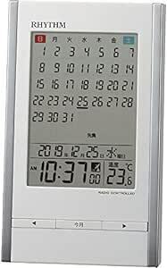 リズム(RHYTHM) 置き時計 目覚まし時計 電波時計 カレンダー 温度計 アラーム 白 15x9.1x5cm 8RZ210SR