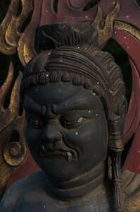 * temple Shimai discharge goods immovable Akira . image tree carving sculpture old work of art 