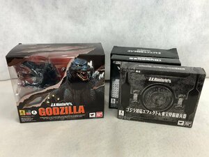 ★中古品★フィギュア4点セット S.H.MonsterArts ゴジラ/ゴジラ対応エフェクト・特撮超兵器 BANDAI バンダイ