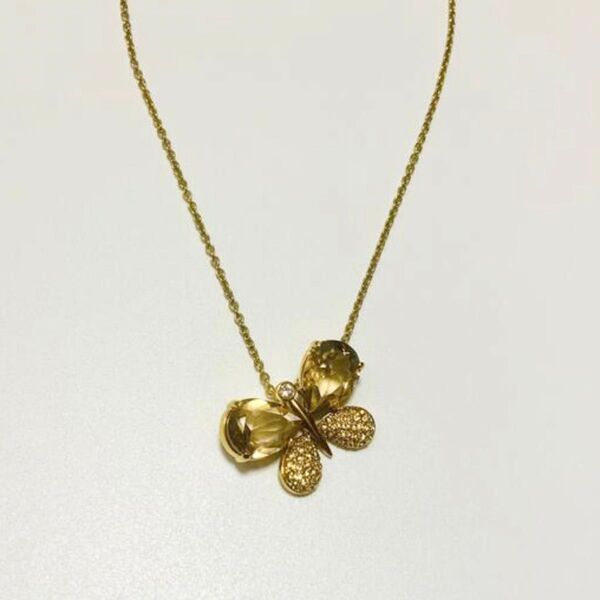 正規品 SWAROVSKI ネックレス 蝶と蜻蛉 イエローゴールド