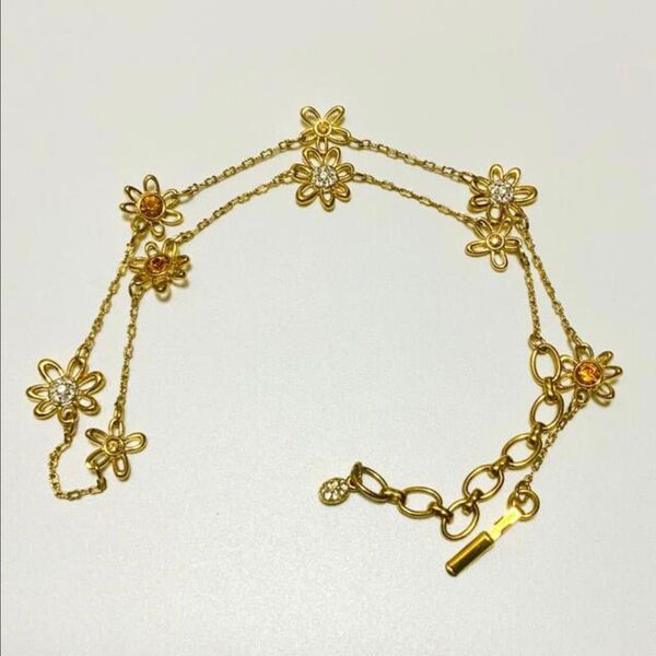 正規品 SWAROVSKI お花 ステーション ネックレス イエローゴールド