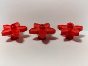 レゴデュプロ 花　レッド、赤　3個セット　特殊ブロック