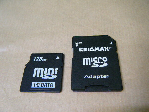 ３は１９◆即決◆mini SDカード 128MB ＆KINGMAX micro SDアダプタ 2点セット