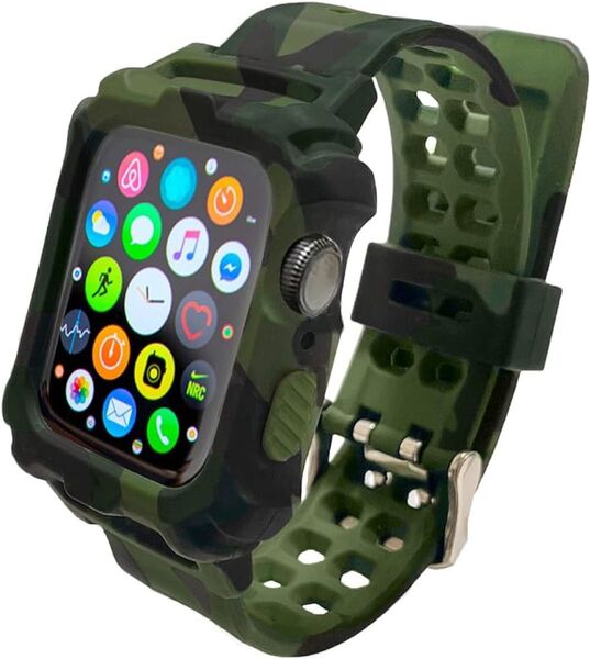 迷彩 Apple Watch 全面保護ケース アップル ウォッチ ベルト AppleWatch