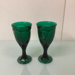 ワイングラス 2個セット　ガラス ペアグラス 緑　