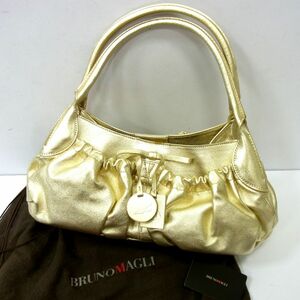#BRUNO MAGLI Bruno Magli leather handbag champagne gold lady's 1 jpy start 