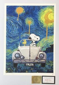 DEATH NYC アートポスター 世界限定100枚 スヌーピー SNOOPY ウッドストック PEANUTS ゴッホ Gogh 星月夜 ポップアート 現代アート 