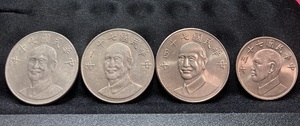 中華民国　旧硬貨　古銭　１０圓×３枚　５圓×１枚　おまけ付