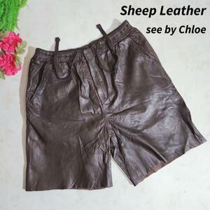 see by Chloe original leather sheep leather * short pants * dark brown 337