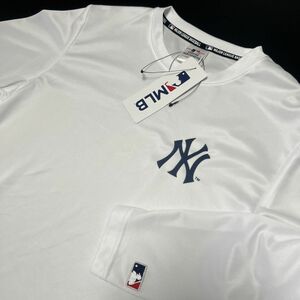 ●送料390円可能商品 ニューヨーク ヤンキース YANKEES MLB 新品 メンズ メジャーリーグ 長袖 Tシャツ 白[C5420MR-N0-LL] 一 三 参★QWER