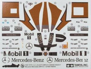 ジャンク ★ TAMIYA / タミヤ　1/20　McLaren MP4/13　デカール（ b ）★ マクラーレン MP4/13　No.20046