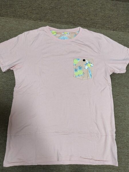 メンズ BILLABONG ビラボン 半袖Tシャツ 花柄 ポケット ピンク L Tシャツ