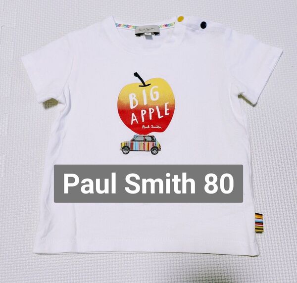 半袖 Paul Smith Tシャツ 記名なし 白 りんご 車 シンプル ユニセックス