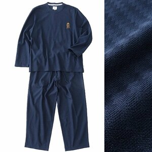  new goods 1.8 ten thousand Takeo Kikuchi spring summer deer. .ja card setup pyjamas M navy blue [J46956] crew neck T-shirt ankle Easy pants 