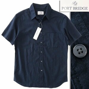 新品 ポートブリッジ リネン コットン 半袖 レギュラーカラー シャツ XL 濃紺 【BOP503_540】 PORT BRIDGE 春夏 メンズ 綿麻 サマー