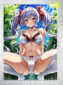 * laminate photograph of a star card L stamp * swimsuit anime same person lustre illustration card / *simf. gear 9
