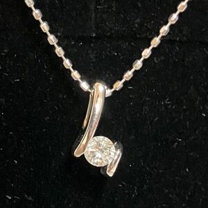 K18WG ダイヤモンドネックレス 18金ホワイトゴールド プチダイヤモンドネックレス ダイヤモンド一粒石ネックレス